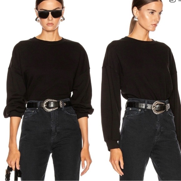 Agolde Sweaters - AGOLDE BALLOON SLEEVE‎ CROPPED SWEATSHIRT IN BLACK Sz medium